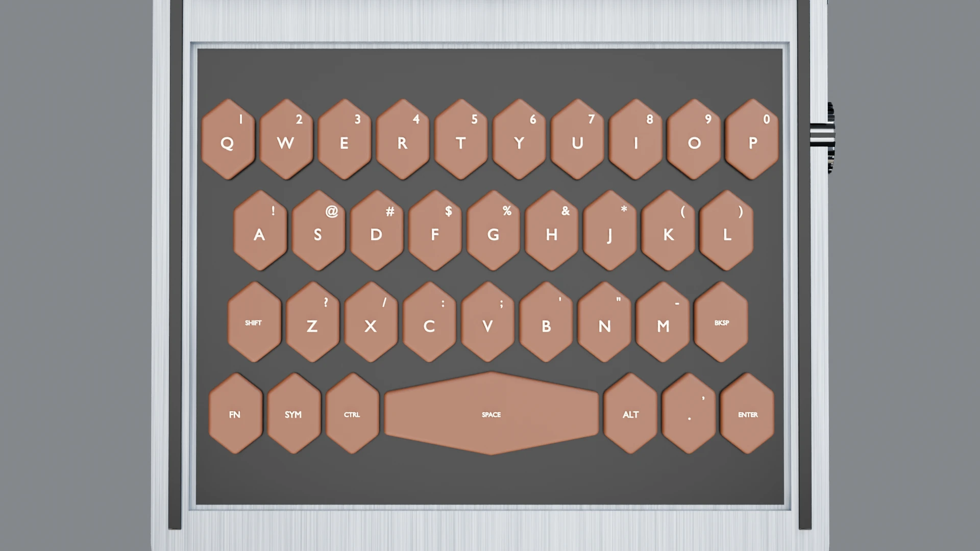 Top-down view of B.Line's physical QWERTY keys