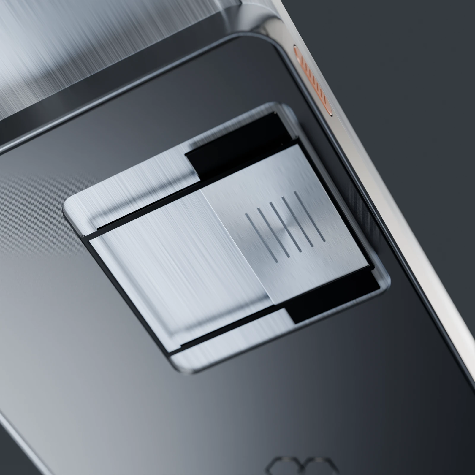 B.Line's rear-camera module with its separate sliding metal privacy cover